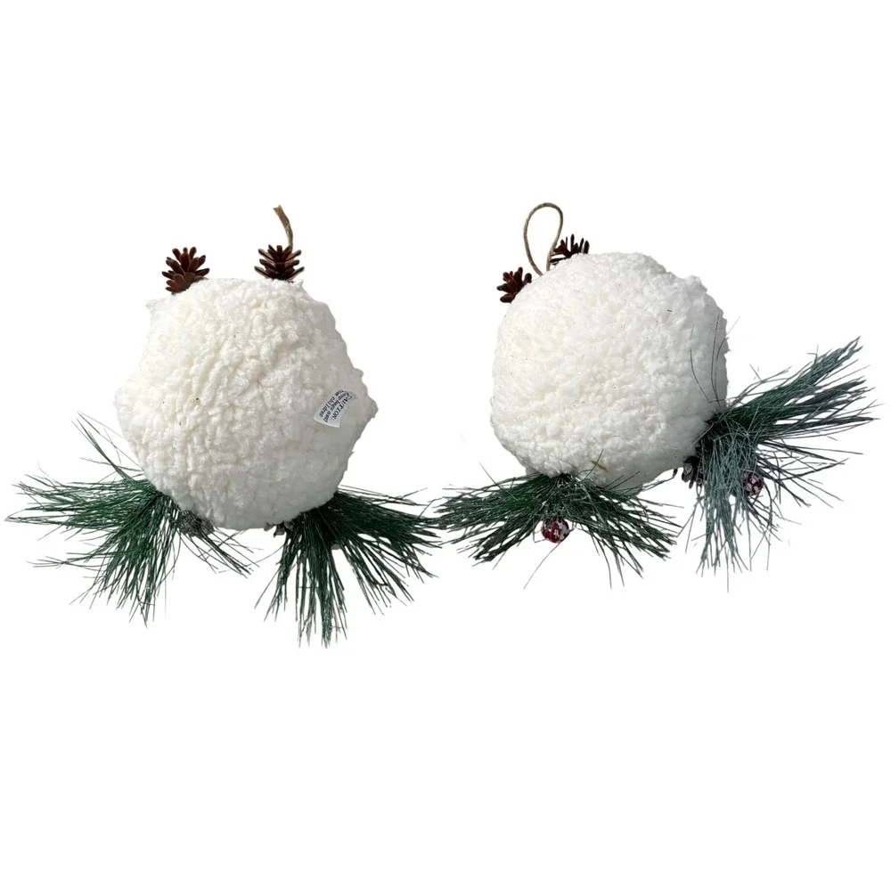 Set of 2 Christmas Owl Ornaments Plaid Sherpa Rustic Woodland Holiday Decor